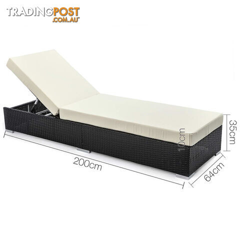 Wicker Sun Lounger with 3 Cover Sets - Brown - photo 2 of 10
