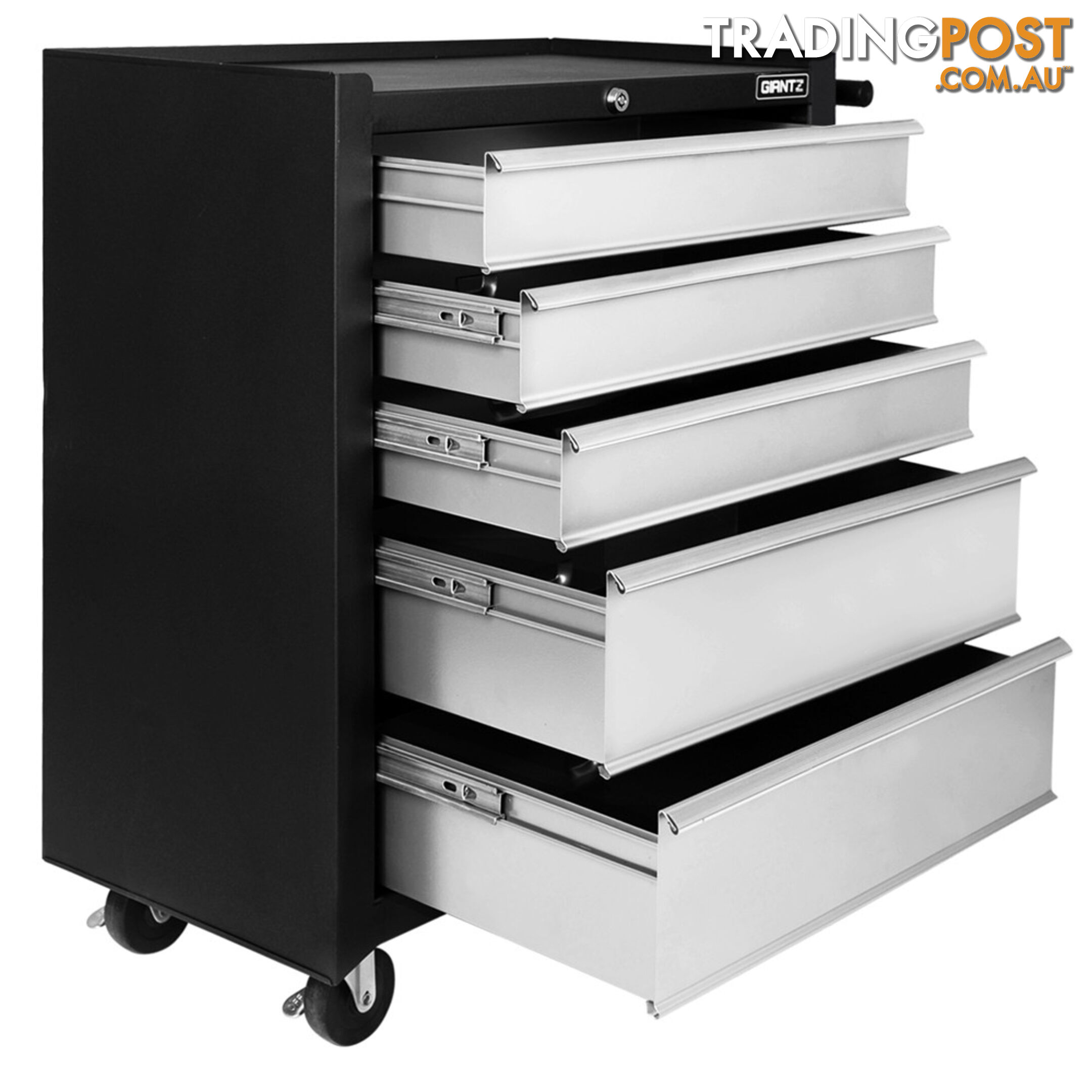 5 Drawers Roller Toolbox Cabinet  Black Grey