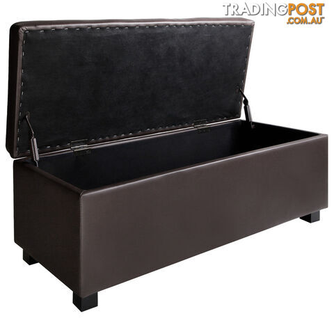 Large Ottoman PU Leather Chest Storage Box Foot Stool Brown