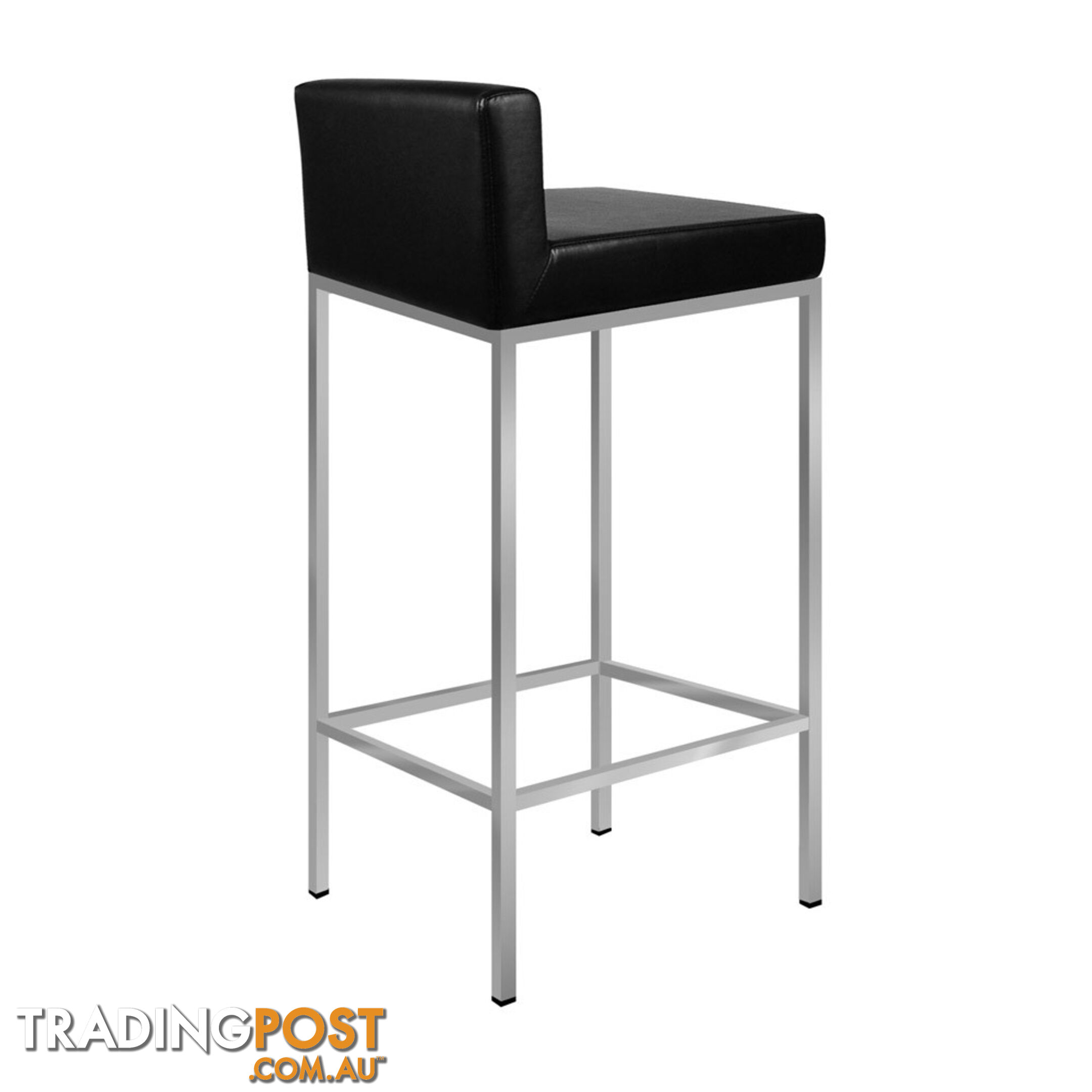 Set of 2 PU Leather Kitchen Bar Stool Black