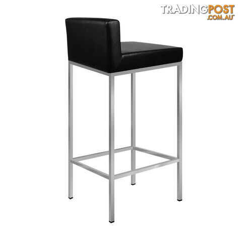 Set of 2 PU Leather Kitchen Bar Stool Black