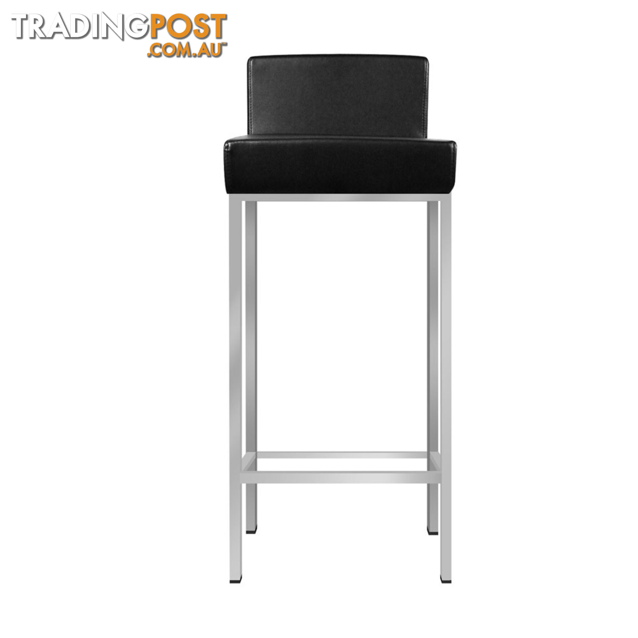 Set of 2 PU Leather Kitchen Bar Stool Black