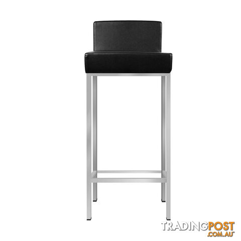 Set of 2 PU Leather Kitchen Bar Stool Black