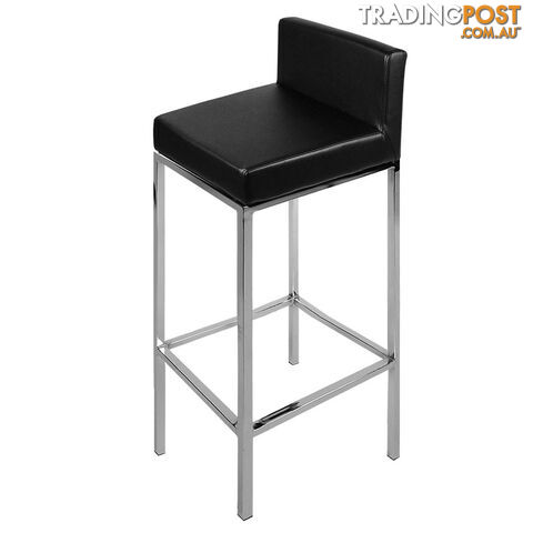 Set of 2 PU Leather Kitchen Bar Stool Black