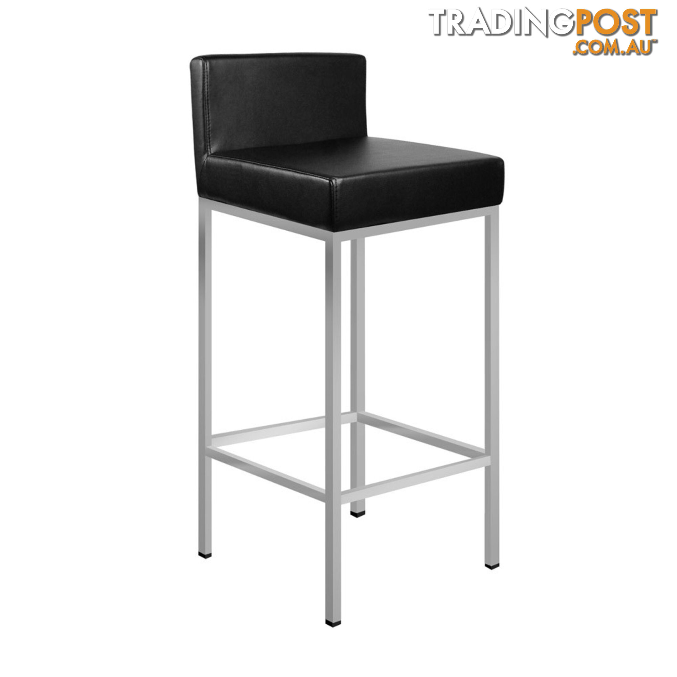 Set of 2 PU Leather Kitchen Bar Stool Black