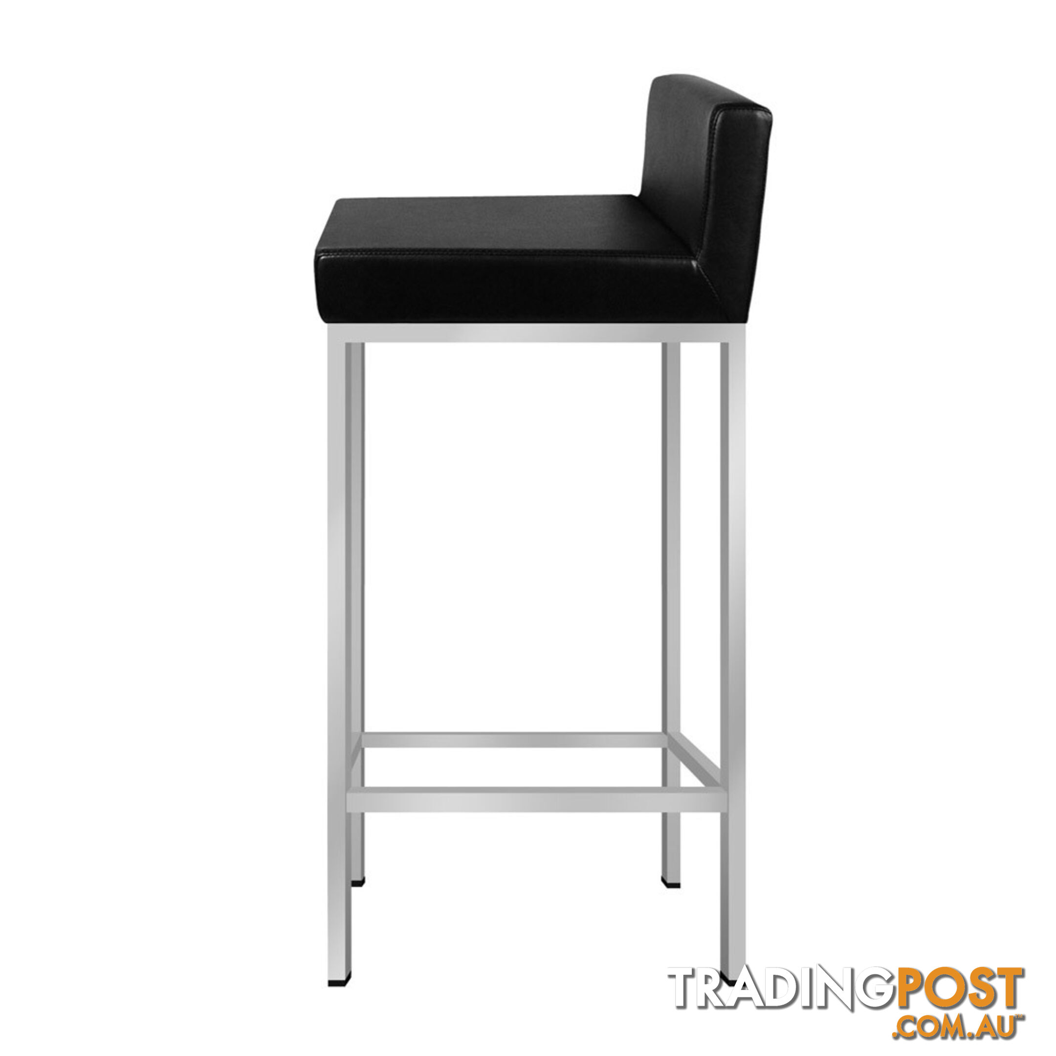 Set of 2 PU Leather Kitchen Bar Stool Black