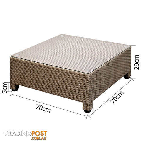 6 pcs Brown Wicker Rattan 5 Seater Outdoor Lounge Set Beige