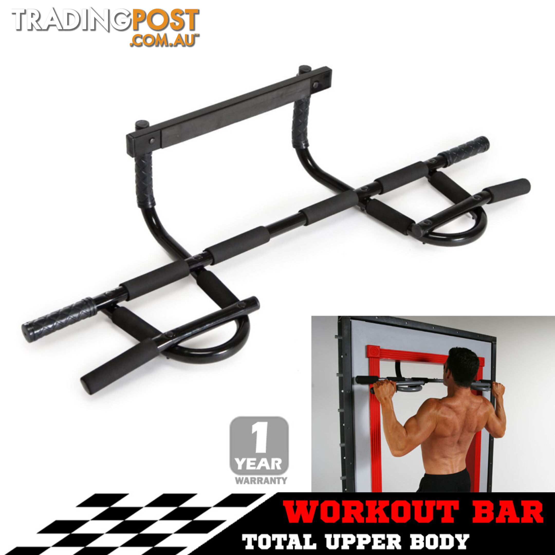 Portable Chin Up Workout Bar Home Door Pull Up Abs Exercise Doorway Wall Fitness