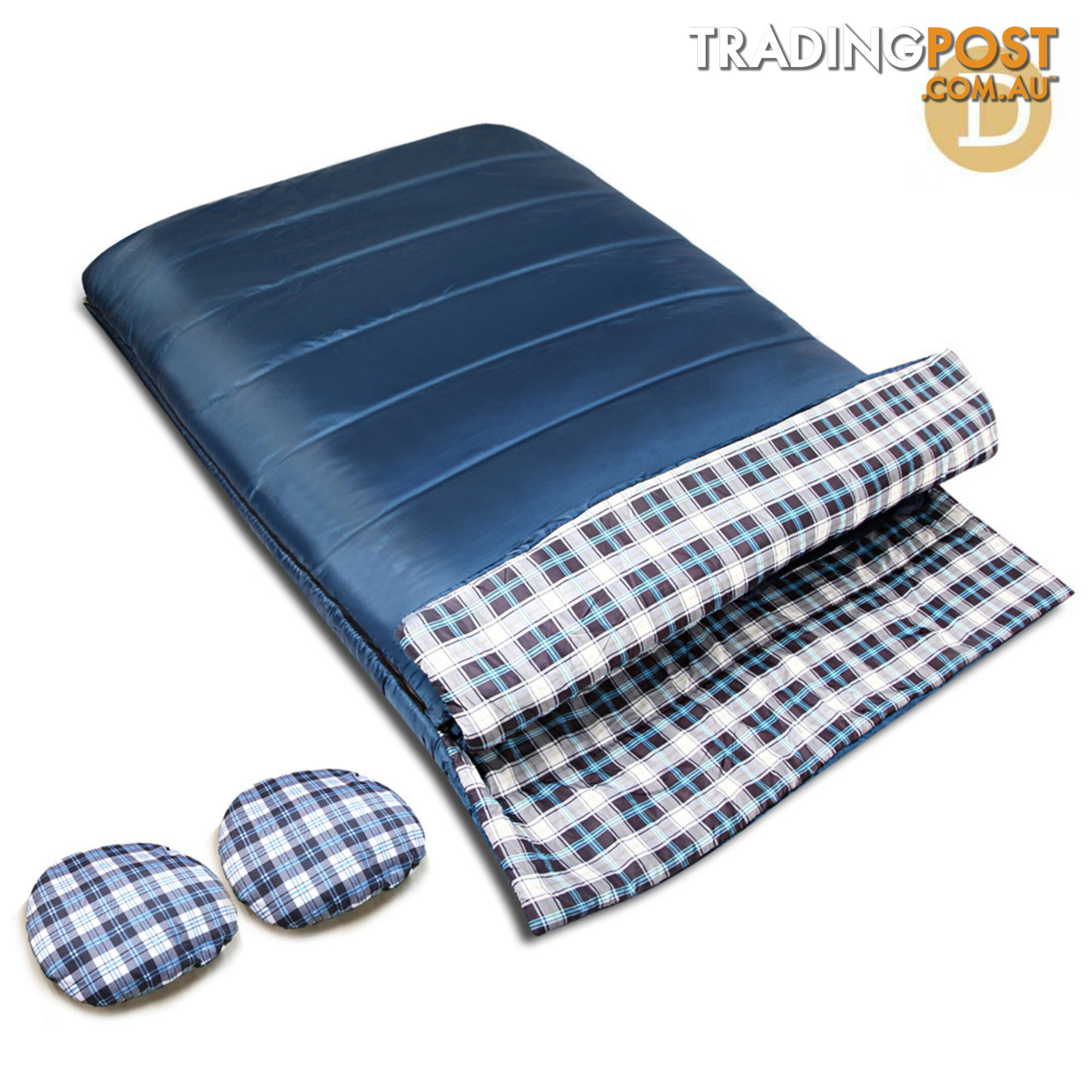 Camping Envelope Sleeping Bag Double Navy