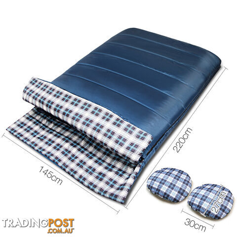 Camping Envelope Sleeping Bag Double Navy