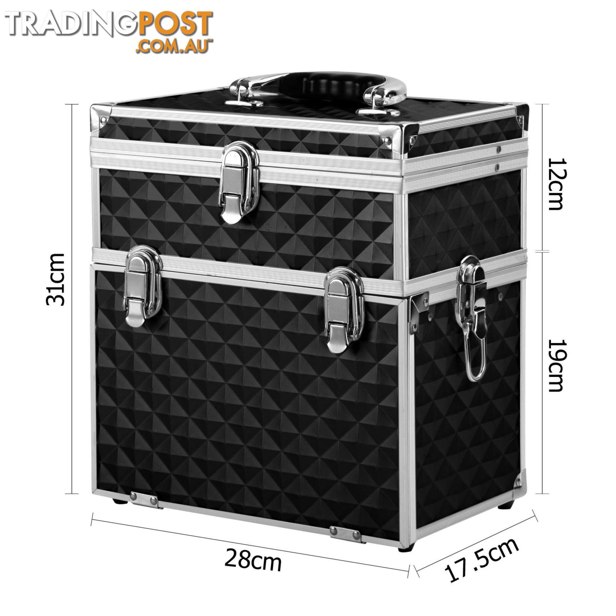 Portable Cosmetic Beauty Makeup Case Diamond Black