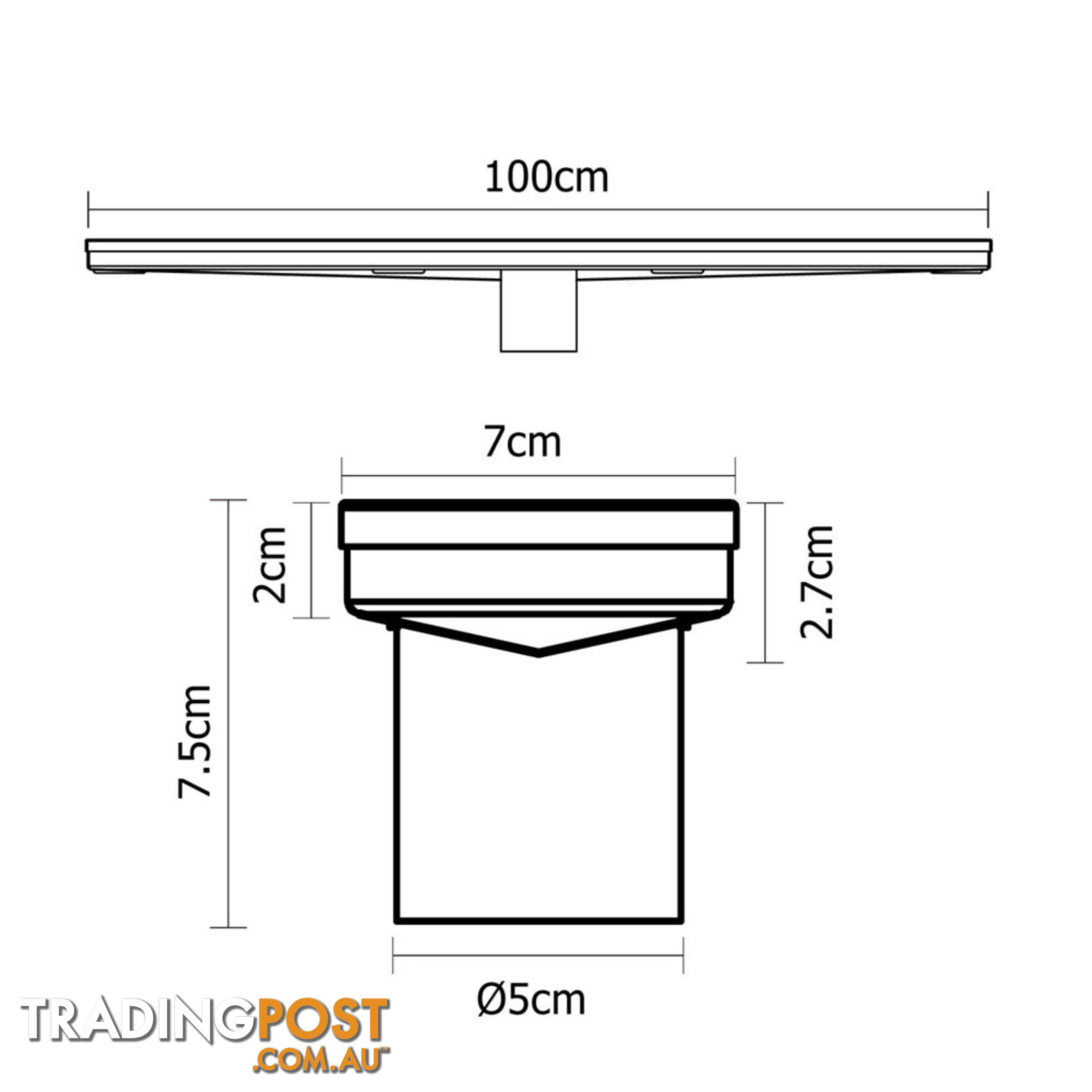 Square Stainless Steel Shower Grate Drain Floor Bathroom 75mm Depth