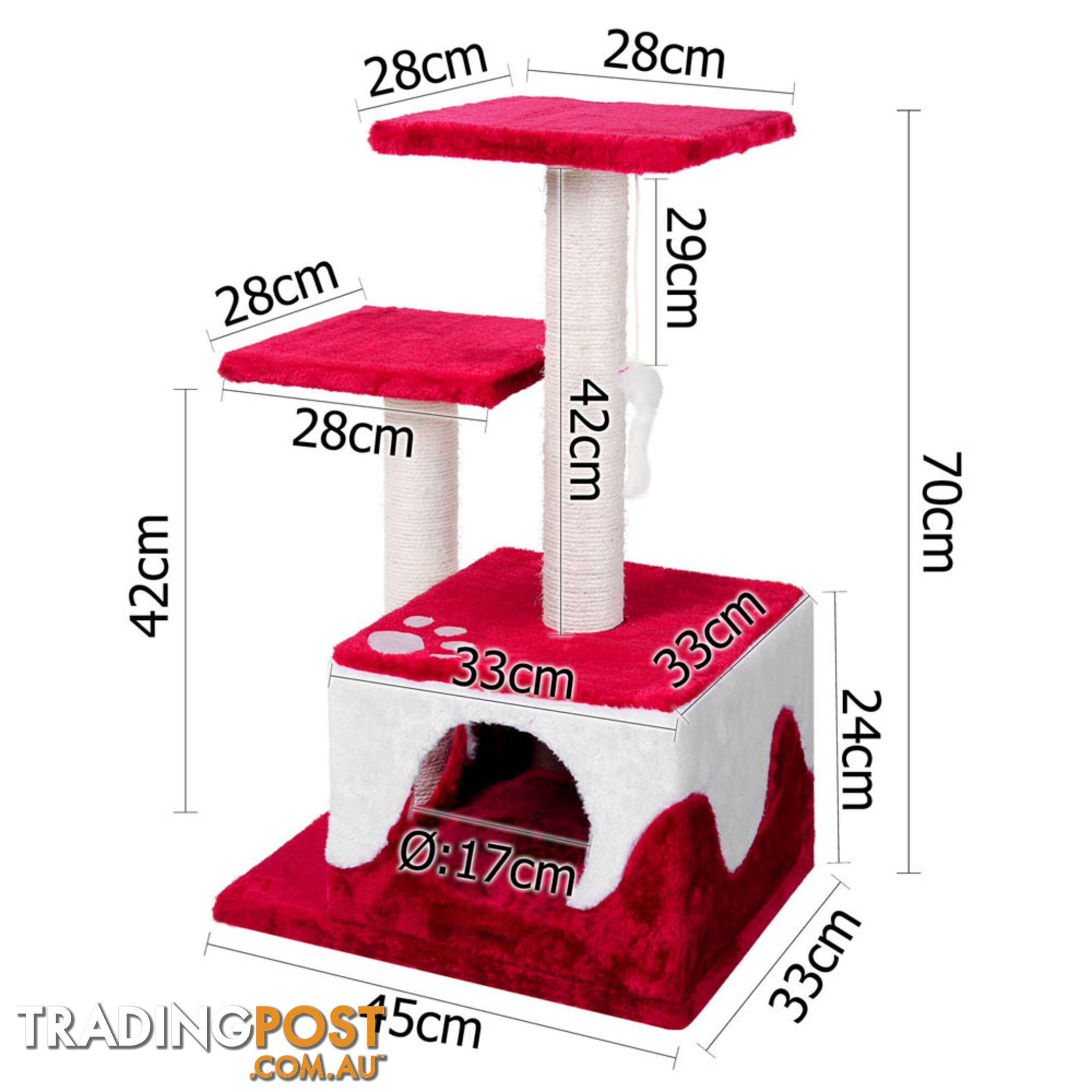 Cat Scratching Poles Post Furniture Tree House Red