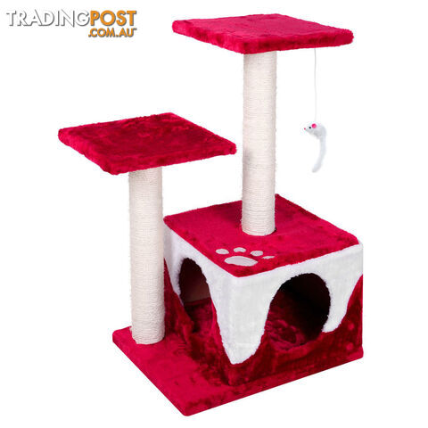 Cat Scratching Poles Post Furniture Tree House Red
