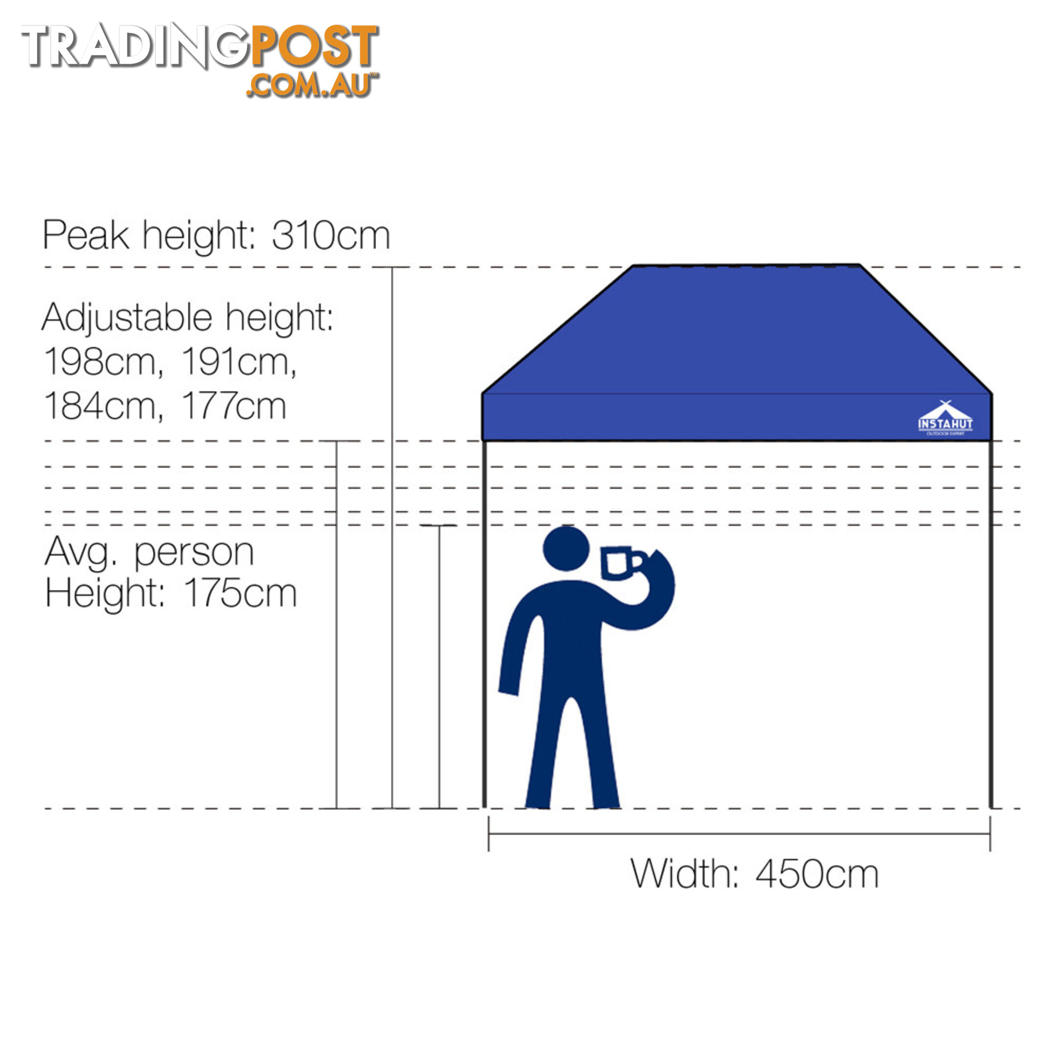 INSTAHUT 4.5X3 Pop Up Gazebo  - Blue