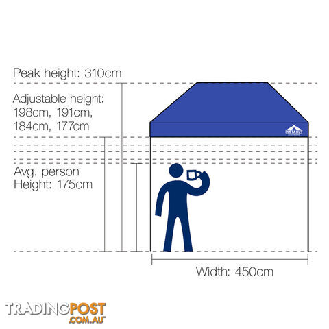 INSTAHUT 4.5X3 Pop Up Gazebo  - Blue