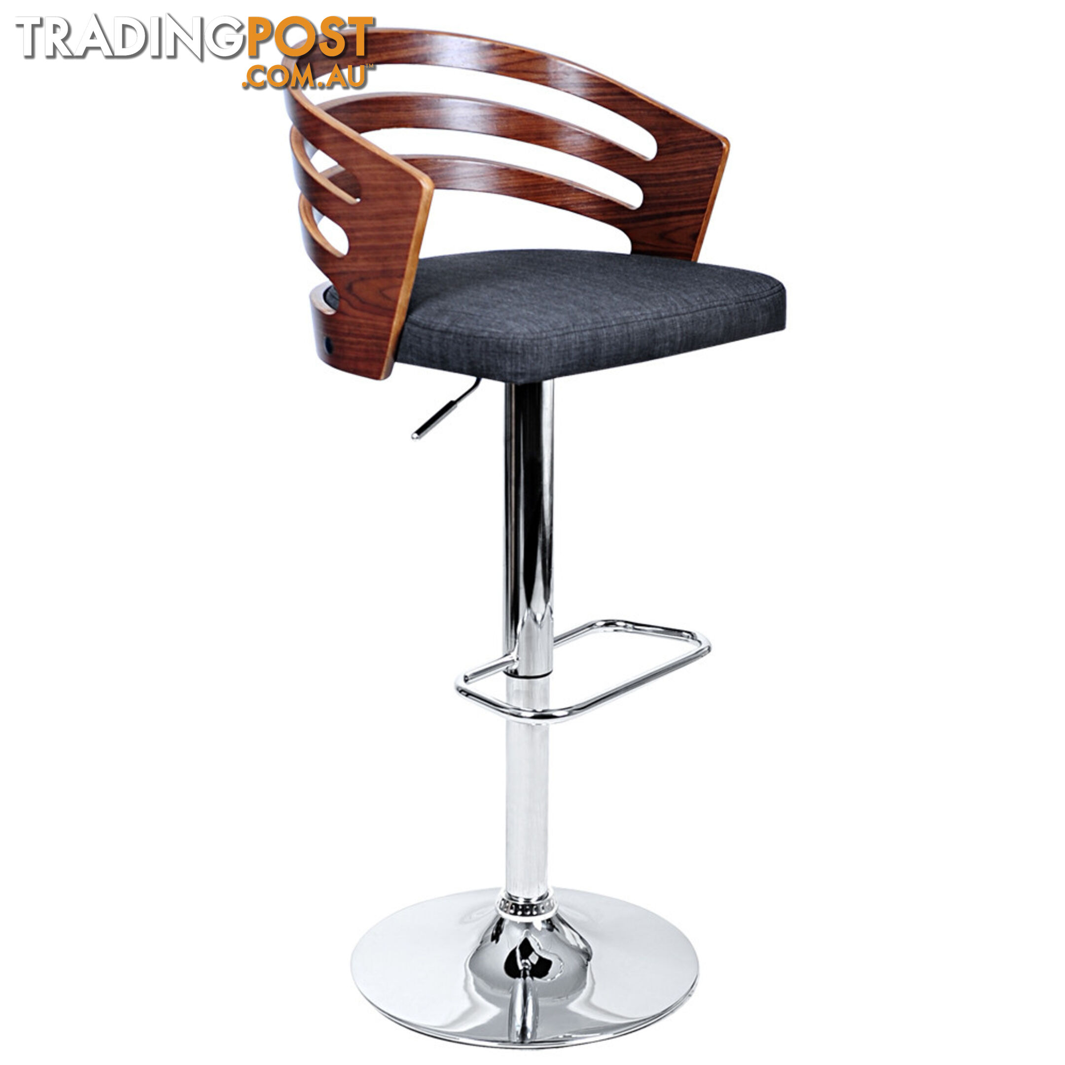 Wooden Bar Stool with White PU Leather