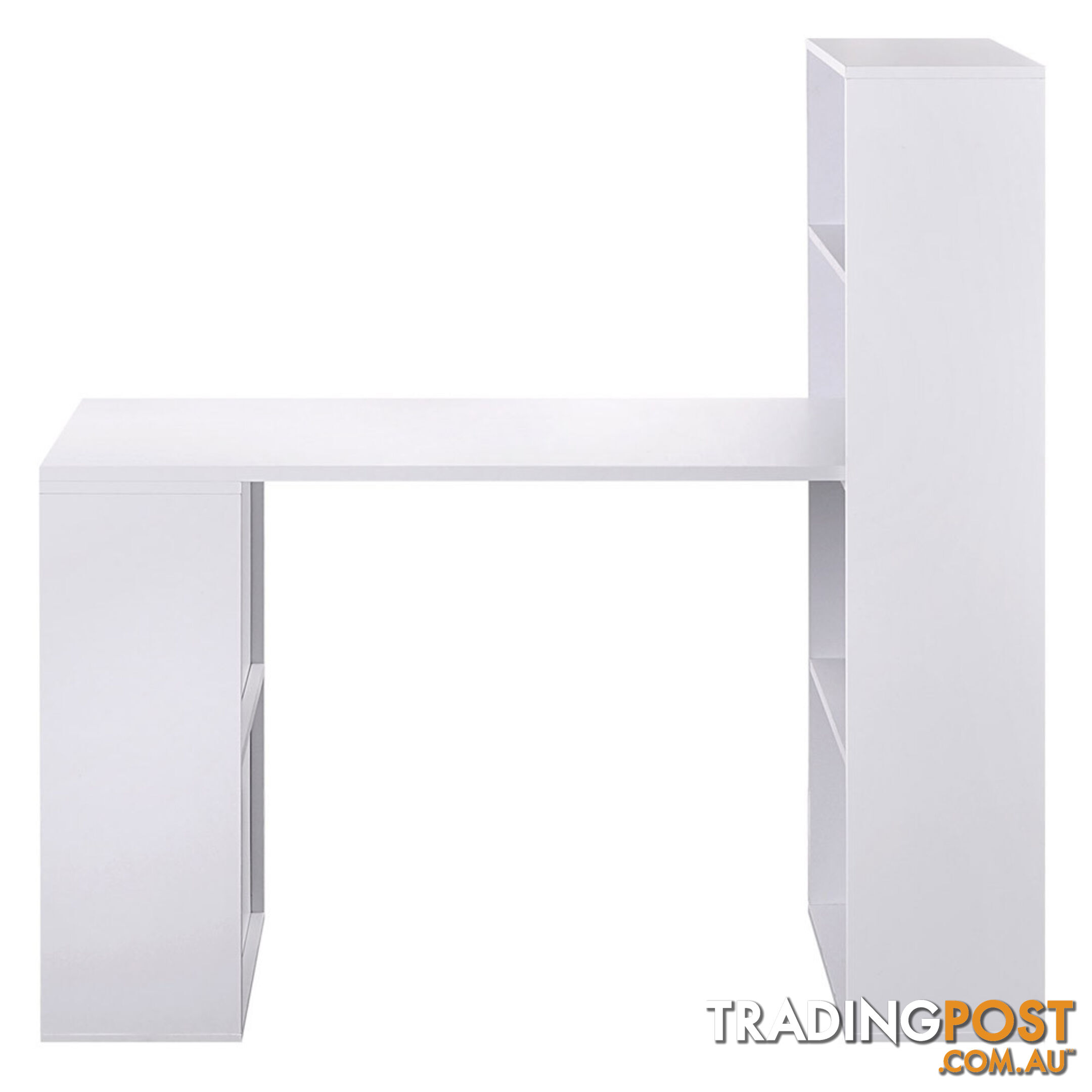 6 Storage Shelf Office Computer Desk White