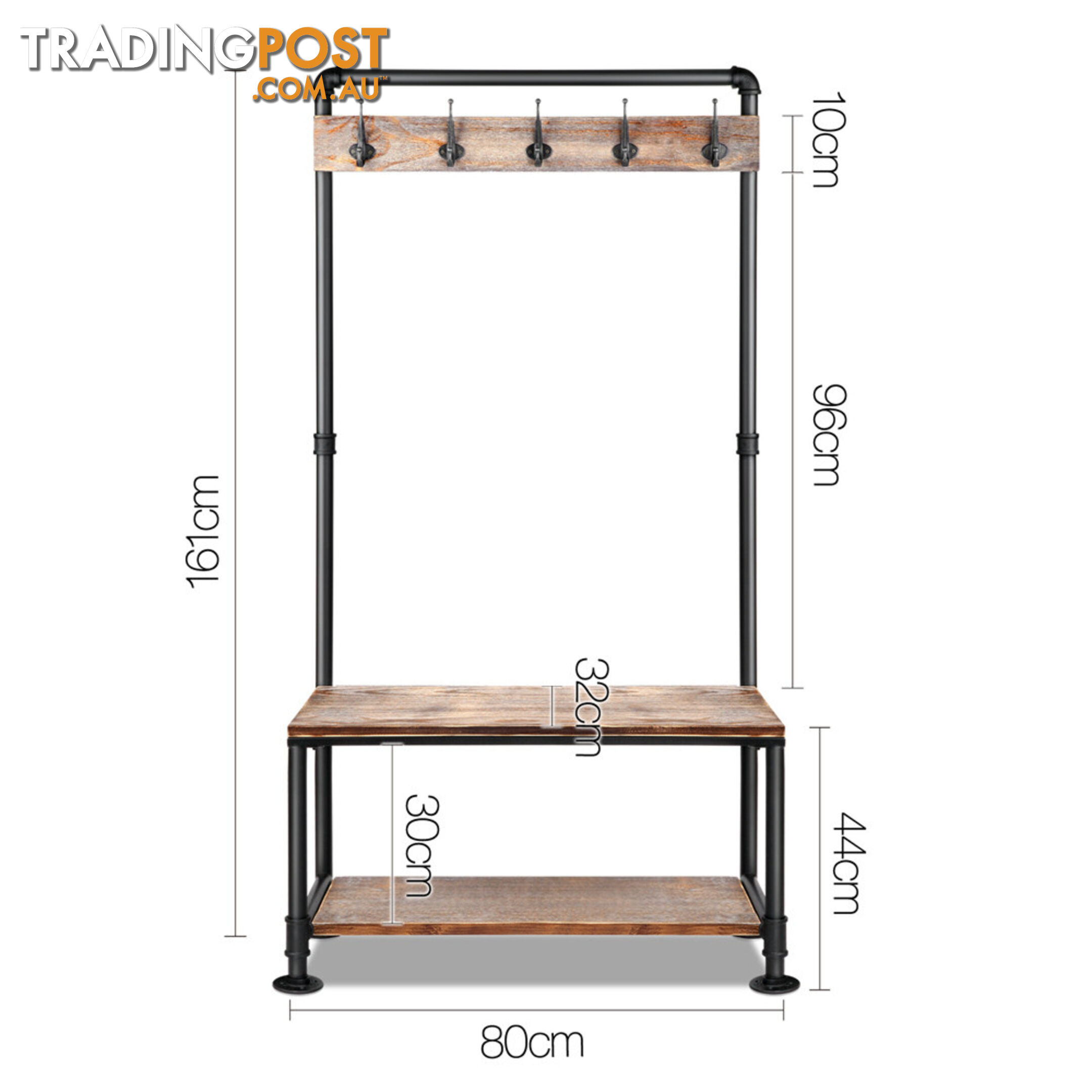 Pipe Shoe Rack & Coat Hanger Hallway Entry Shelf