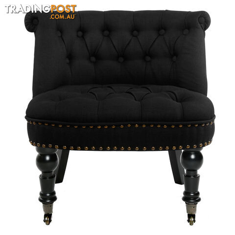 Lorraine Chair French Provincial Linen Fabric Sofa Pitch Black