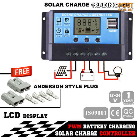 20A 12V-24V LCD Display PWM Solar Panel Regulator Charge Controller & Timer PWN