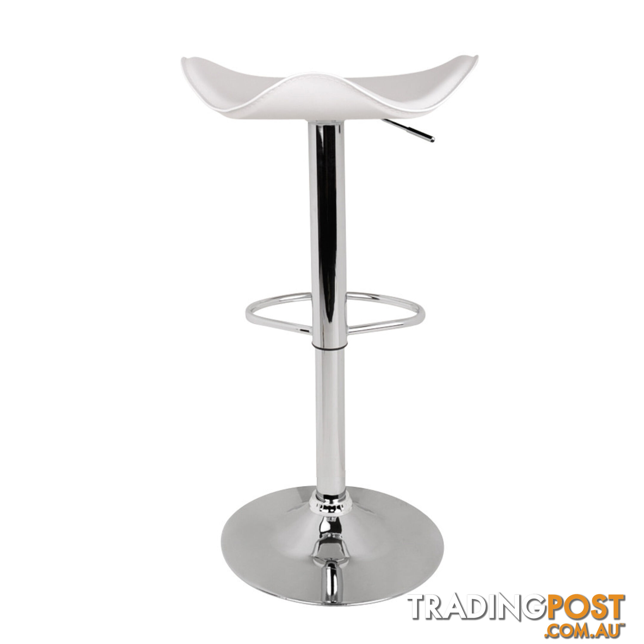 Set of 2 PVC Leather Kitchen Bar Stool White