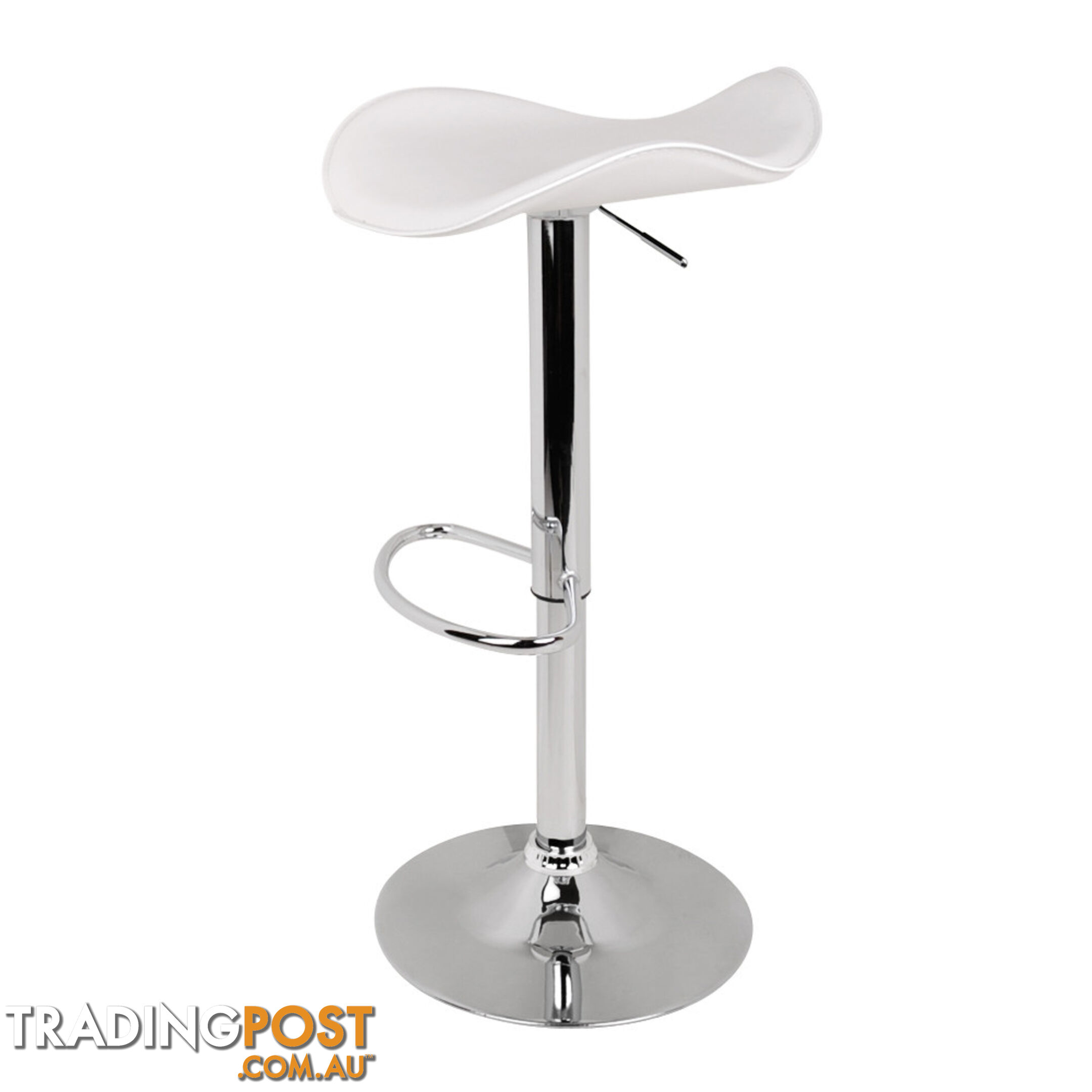 Set of 2 PVC Leather Kitchen Bar Stool White