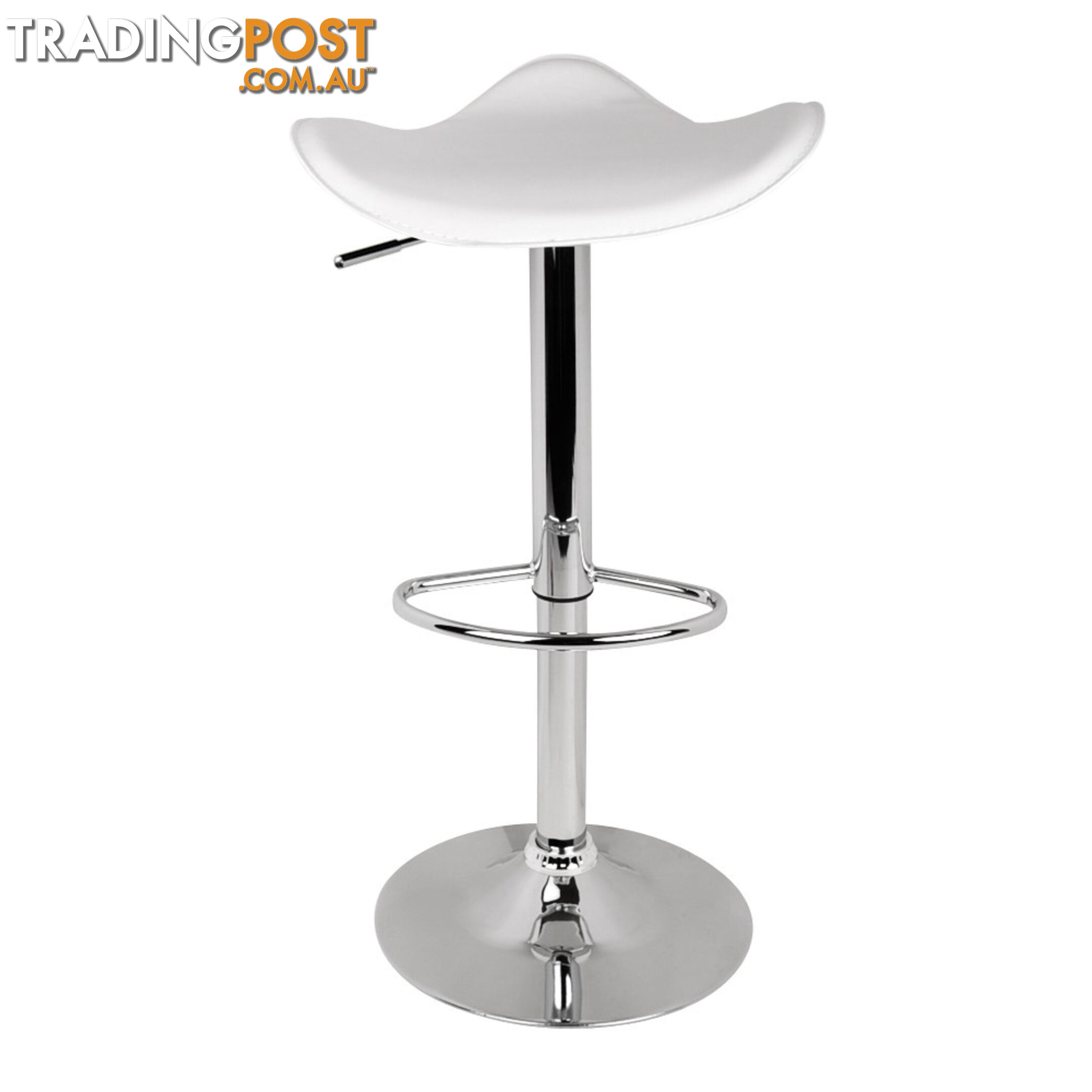 Set of 2 PVC Leather Kitchen Bar Stool White