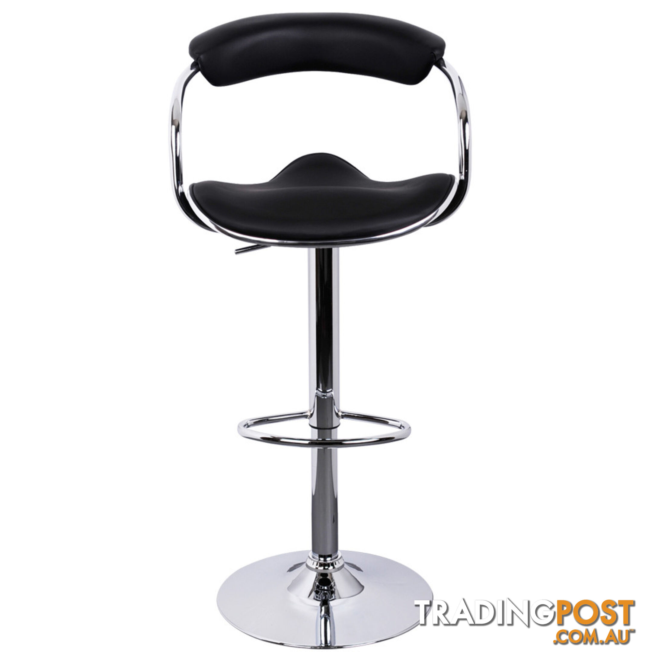 Set of 2 PU Leather Kitchen Bar Stool Black