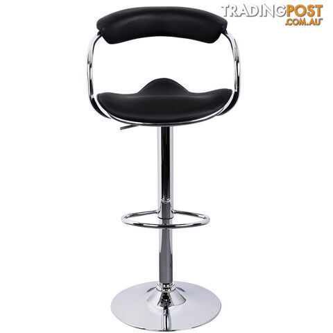 Set of 2 PU Leather Kitchen Bar Stool Black