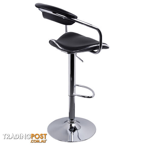 Set of 2 PU Leather Kitchen Bar Stool Black