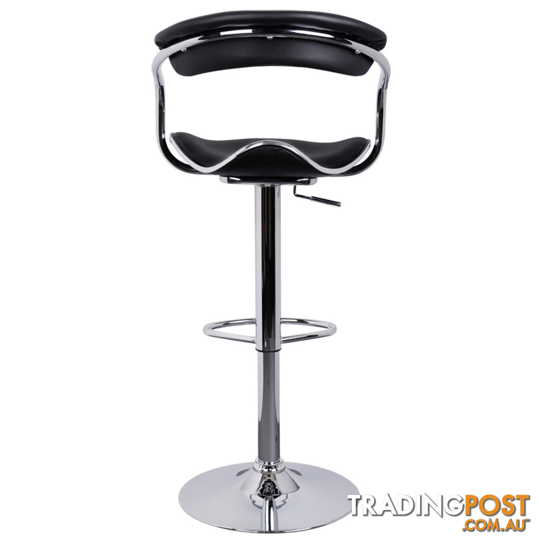 Set of 2 PU Leather Kitchen Bar Stool Black