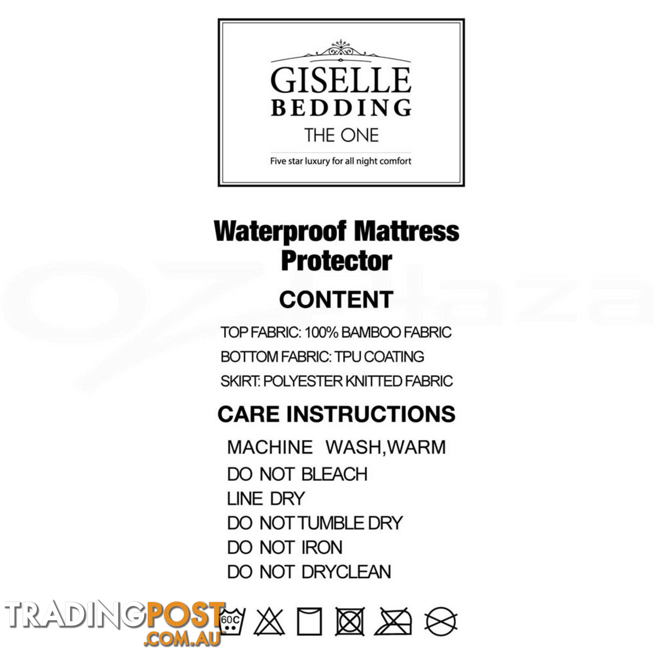 Waterproof Bamboo Mattress Protector - King Single