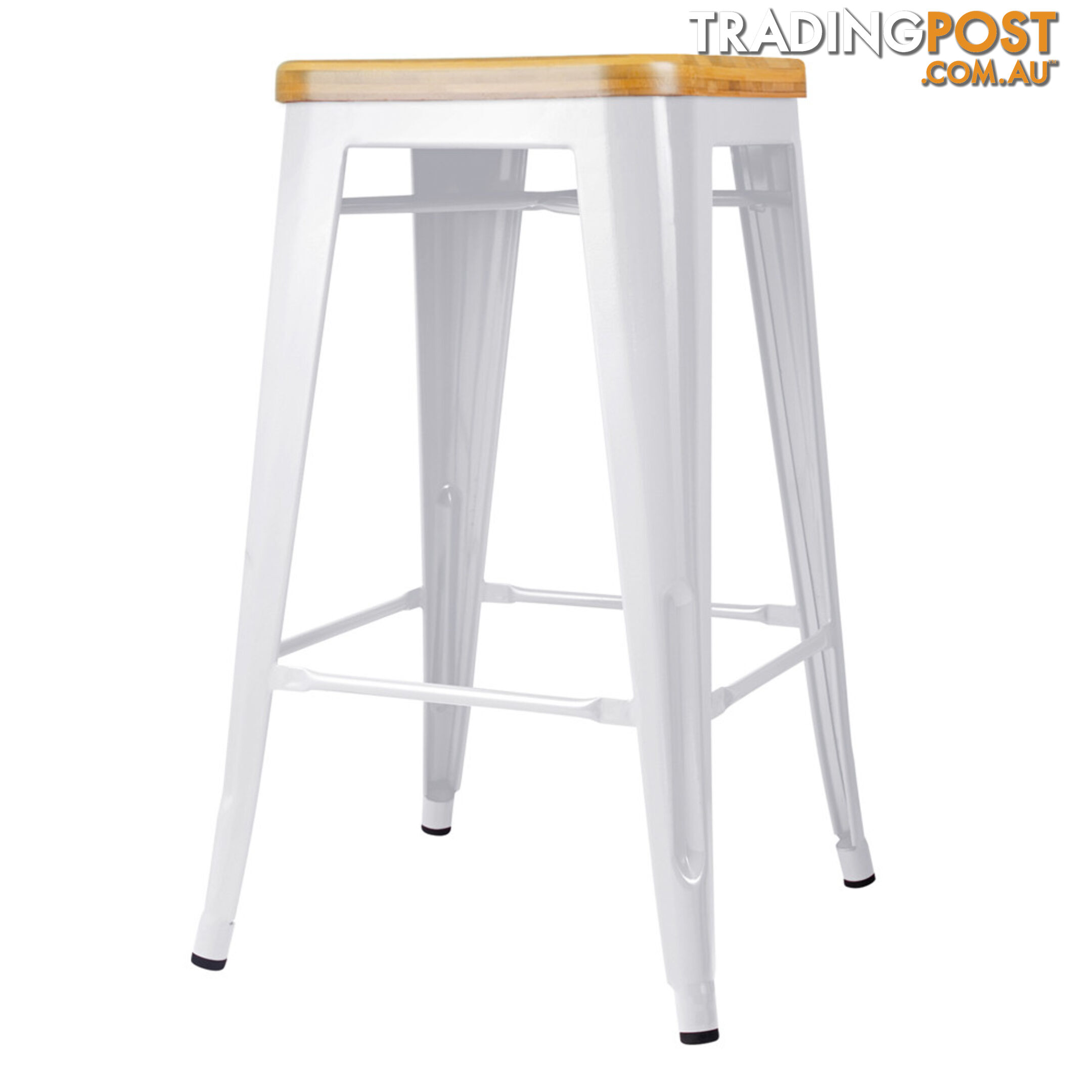 Set of 2 Round White Stackable Bar Stools