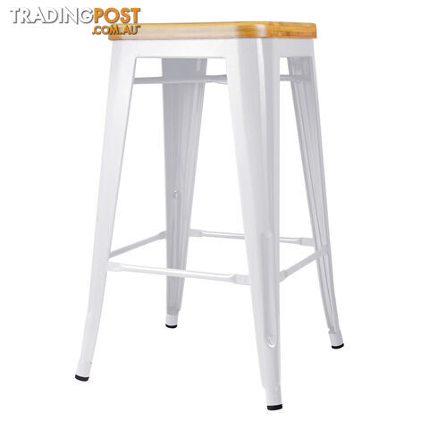 Set of 2 Round White Stackable Bar Stools