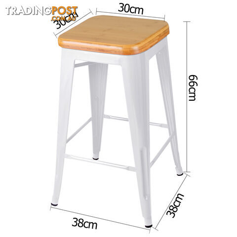 Set of 2 Round White Stackable Bar Stools