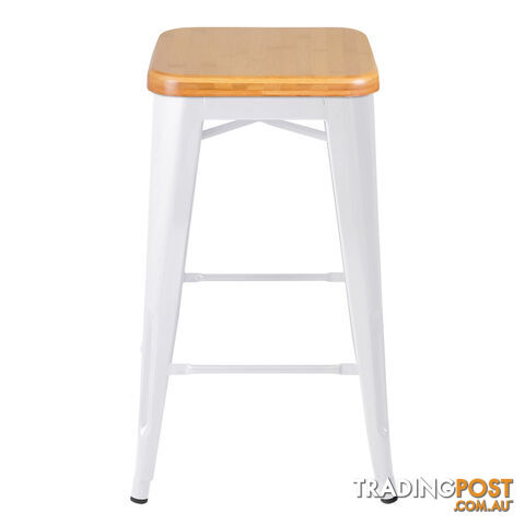 Set of 2 Round White Stackable Bar Stools