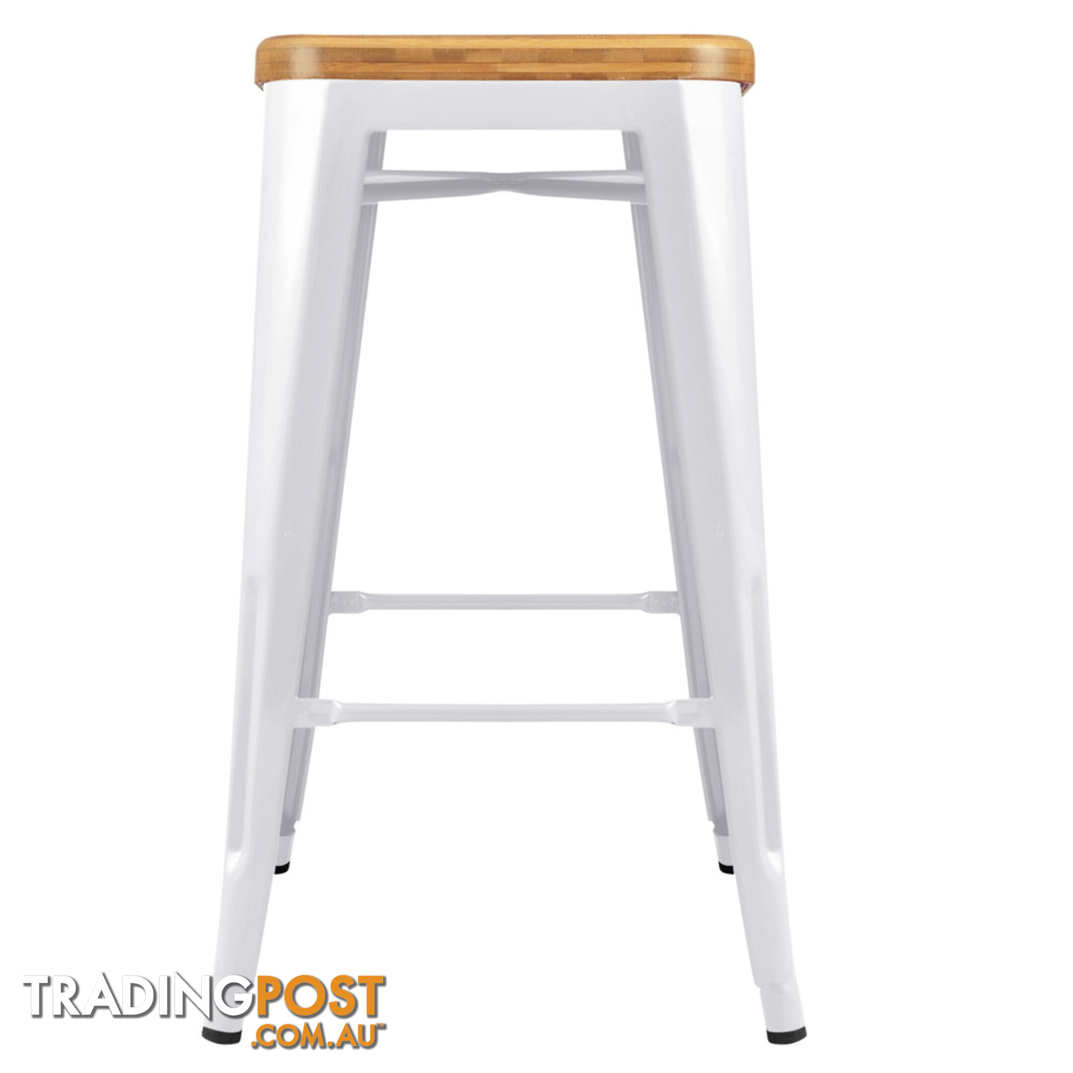 Set of 2 Round White Stackable Bar Stools