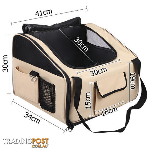 Pet Dog Cat Car Seat Carrier Travel Bag Large Beige