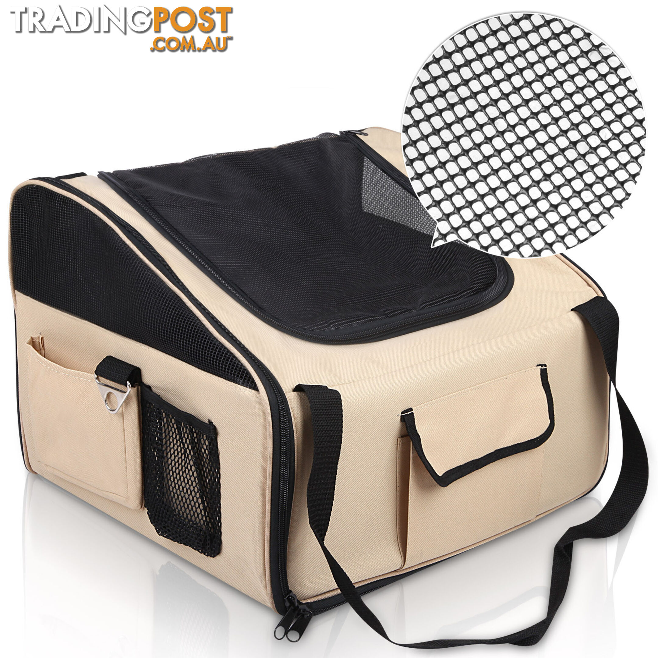 Pet Dog Cat Car Seat Carrier Travel Bag Large Beige