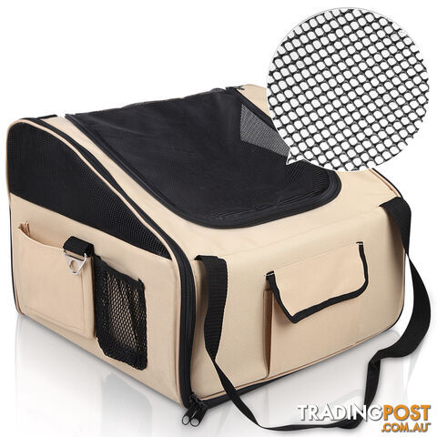 Pet Dog Cat Car Seat Carrier Travel Bag Large Beige