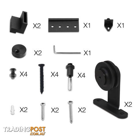 Sliding Barn Door Hardware Track Set Powder Coat Steel Black - 4M