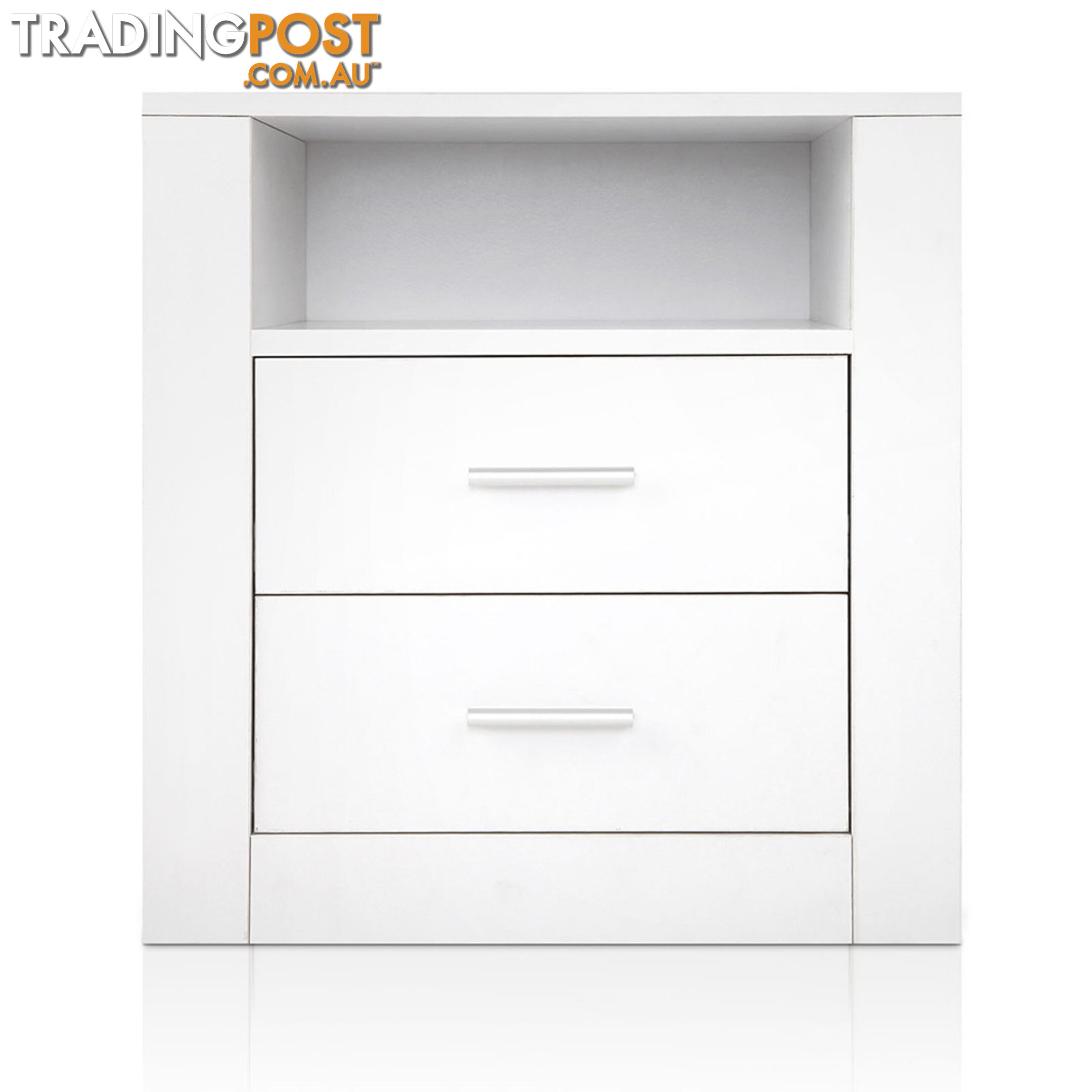 Anti-Scratch Bedside Table 2 Drawers - White