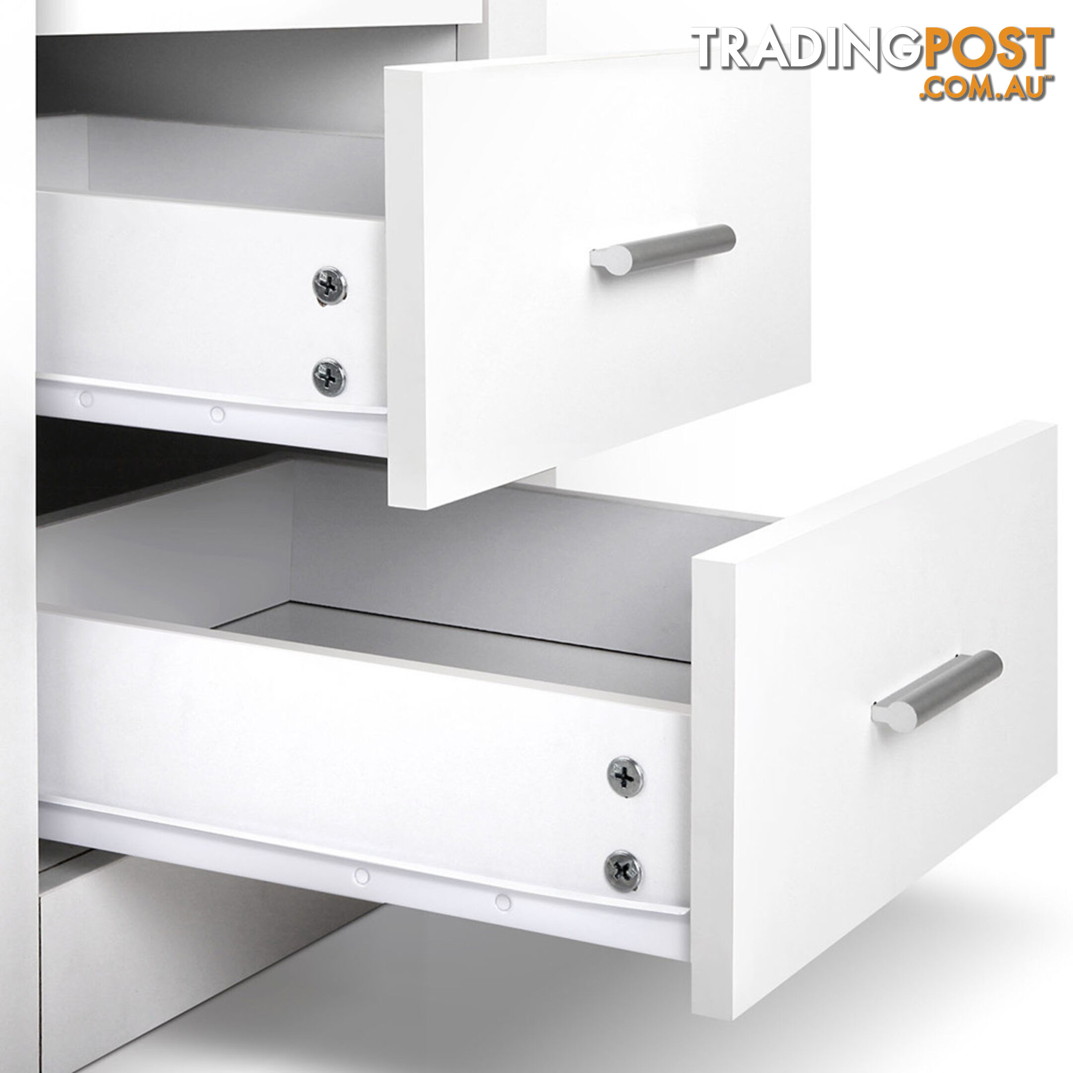 Anti-Scratch Bedside Table 2 Drawers - White