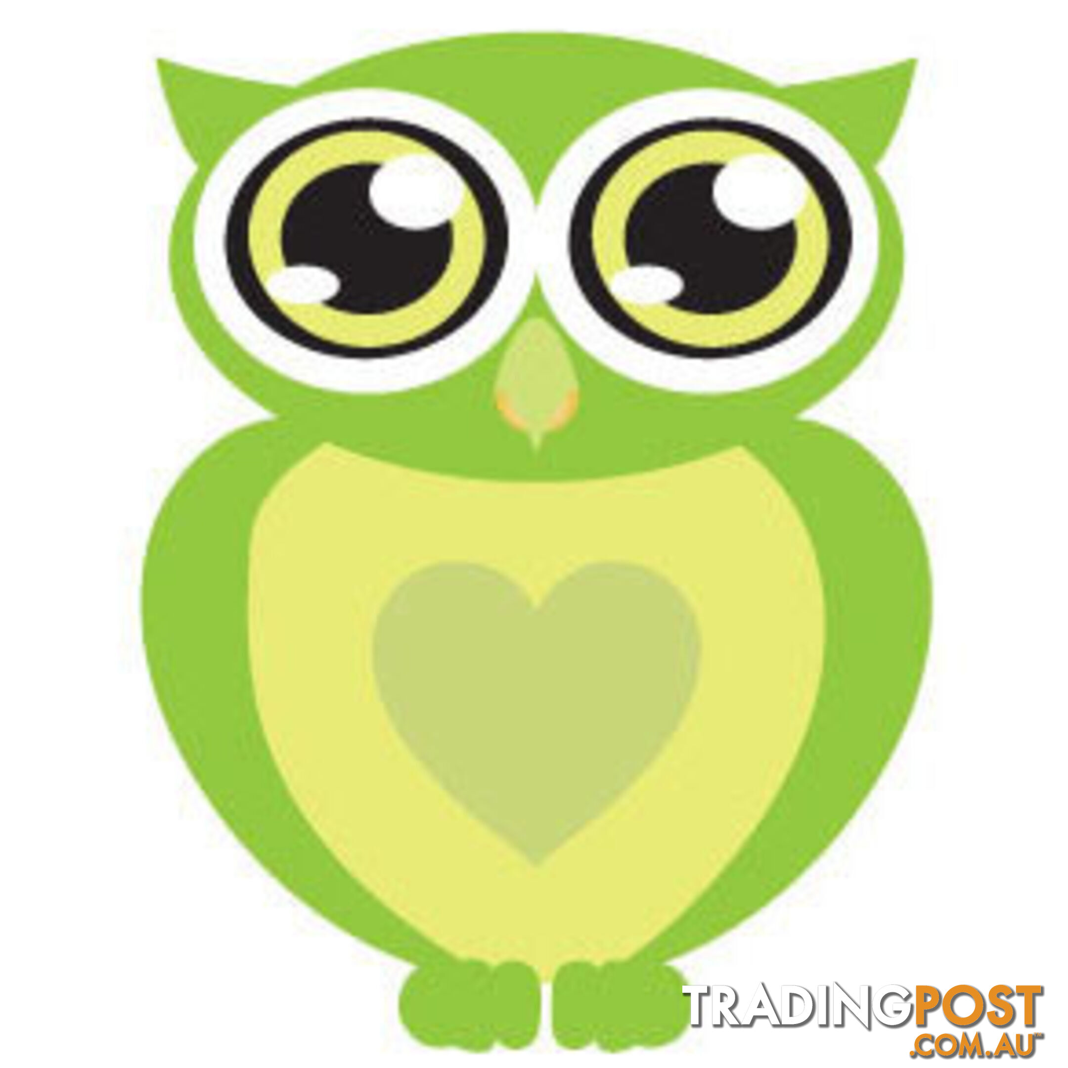 Green owl with big eyes Wall Sticker - Totally Movable