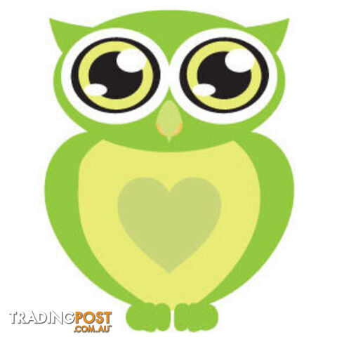 Green owl with big eyes Wall Sticker - Totally Movable