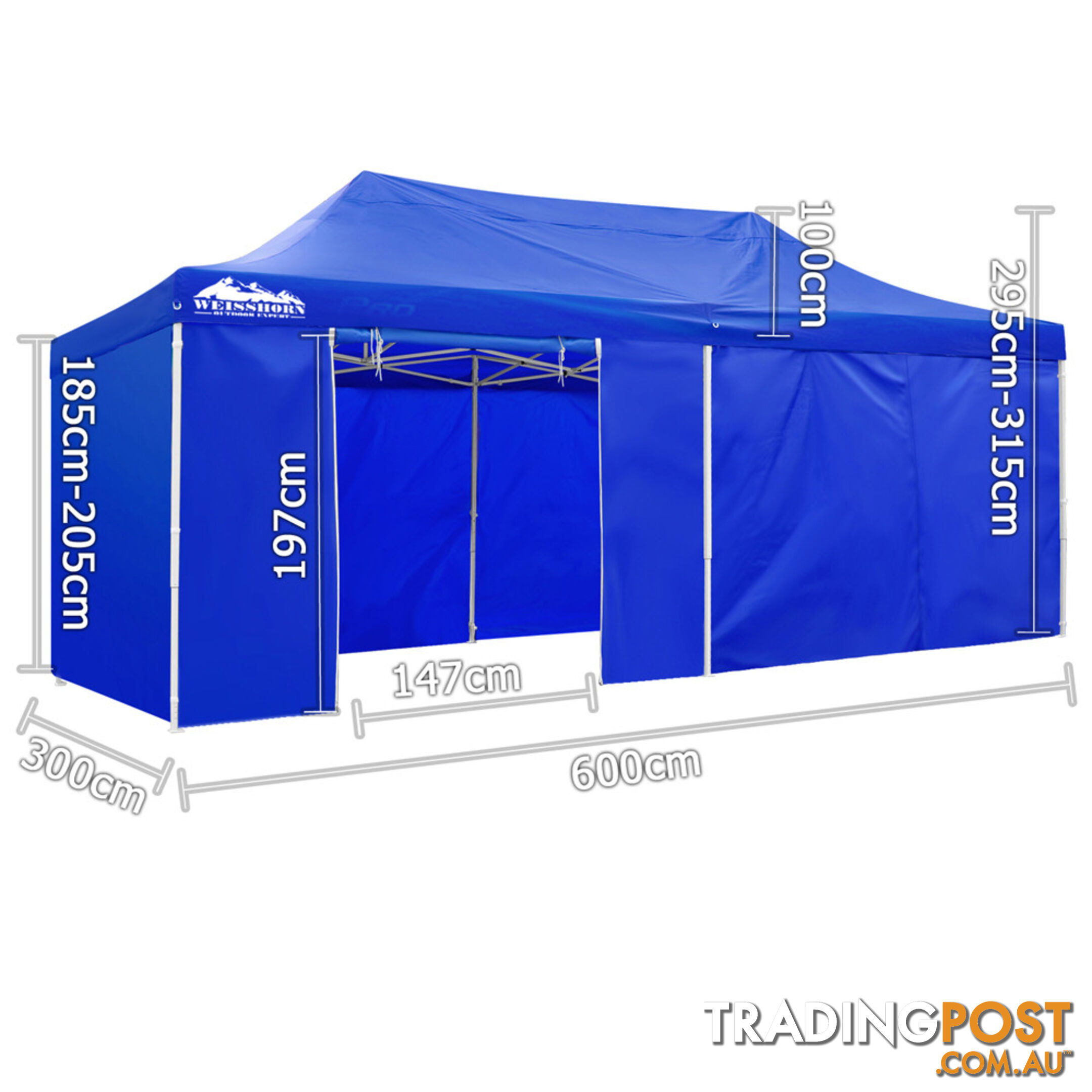 3m x 6m Folding Outdoor Gazebo Marquee Blue