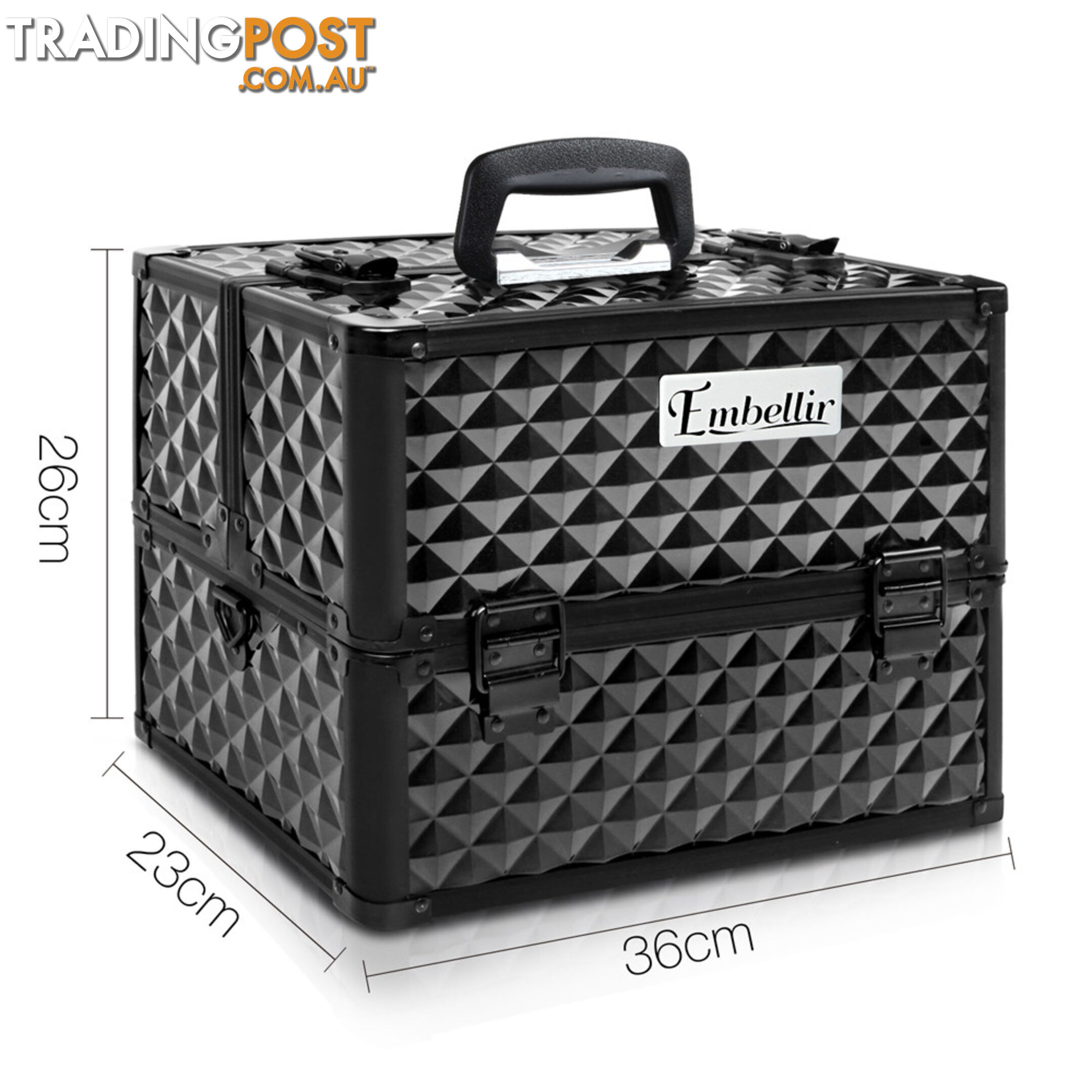 Portable Beauty Makeup Case Diamond Black