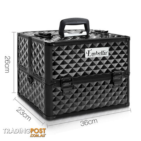 Portable Beauty Makeup Case Diamond Black