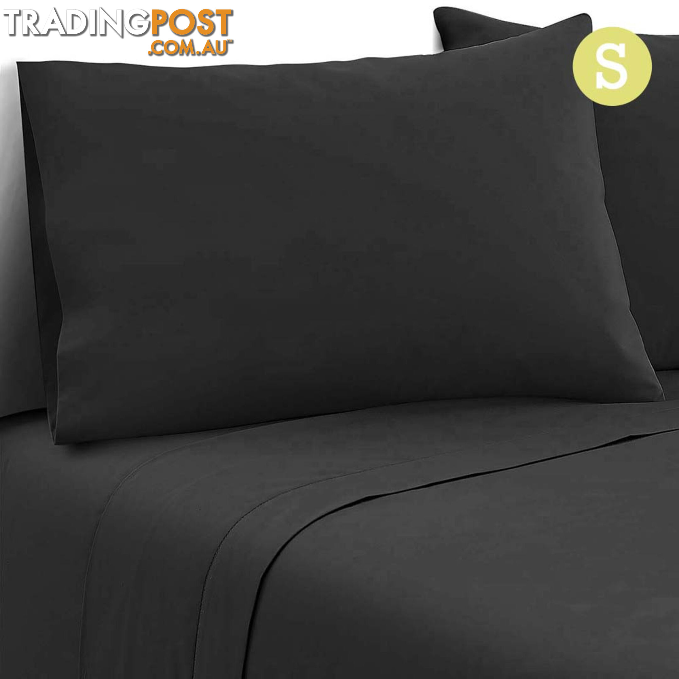 3 Piece Microfibre Sheet Set Single  Black